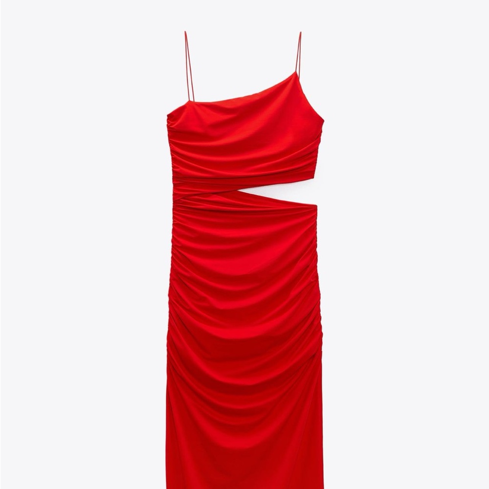 Zara Red cut out asymmetrical dress size M